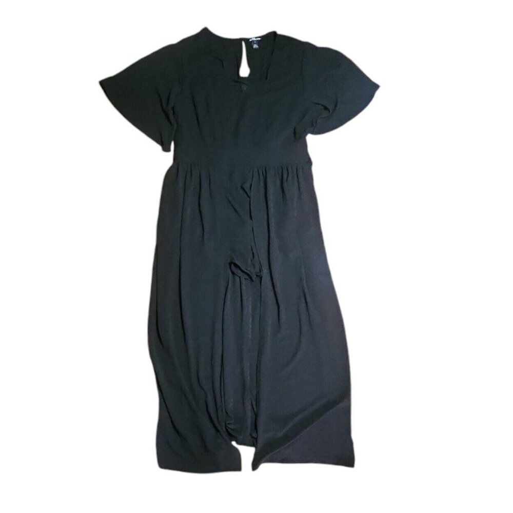 Charlotte Russe Dress with Shorts Womens Size 18‎ Solid All Black Short Sleeve